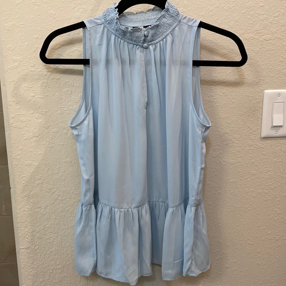 Ann Taylor light blue sleeveless peplum style blouse